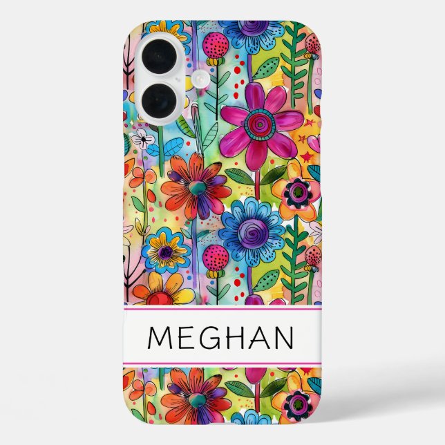 Groovige Retro-Flowerpower-Personalisierung Case-Mate iPhone Hülle (Rückseite)