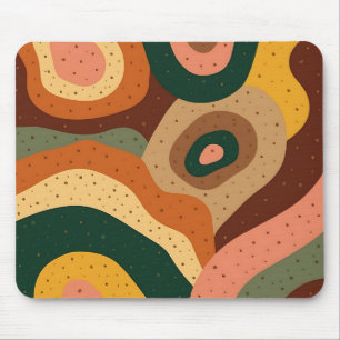 Groovige Retro-Wellen und Punkte mit lebendigen Fa Mousepad