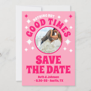Groovige rosa Hochzeit in guten Zeiten Save The Date