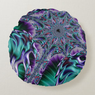 Groovige trippige funky psychedelische Fraktal-Kun Rundes Kissen