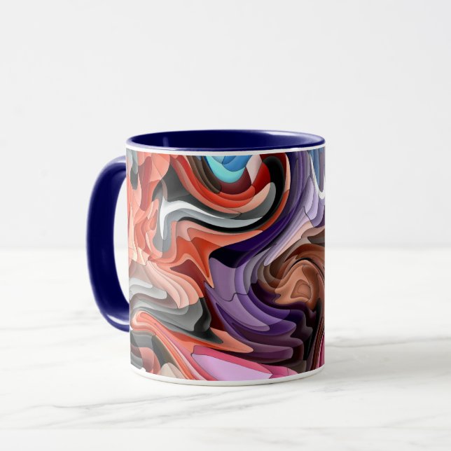 Grooviger farbenfroher Fluid-Patchwork-Abstrakt-Mo Tasse (Vorderseite Links)