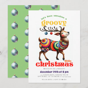 Grooviger Hippie-Rentier-Disco-lustiger Weihnachts Einladung