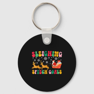 Grooviger Schlittenfahrts-Sprechziel-Rentier-Weihn Schlüsselanhänger