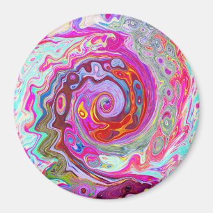 Grooviges abstraktes Retro-Hot-Pink- und Blau-Swir Magnet