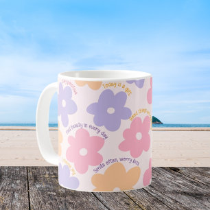 Grooviges Blumen-Zitat-Geschenk, Retro Positive Se Kaffeetasse