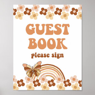 Grooviges Gästebuch Retro-Hippie-Party-Schild