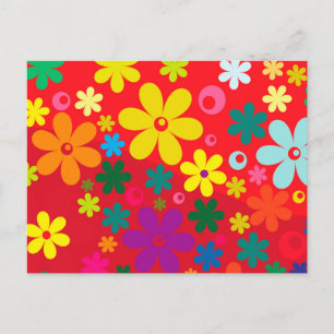 Grooviges Hippie-Buntes-Blumen-Liebe-Frieden-Muste Postkarte