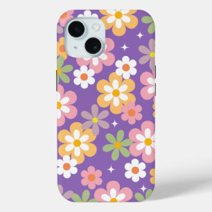 Grooviges Hippie-Gänseblümchen-Muster Lila Case-Mate iPhone Hülle