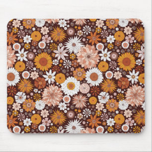Grooviges Retro-Blumengarten-Muster Mousepad
