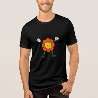 Grooviges Retro-Cartoon-Blumen-Glückliches-Leben-Z Tri-Blend Shirt