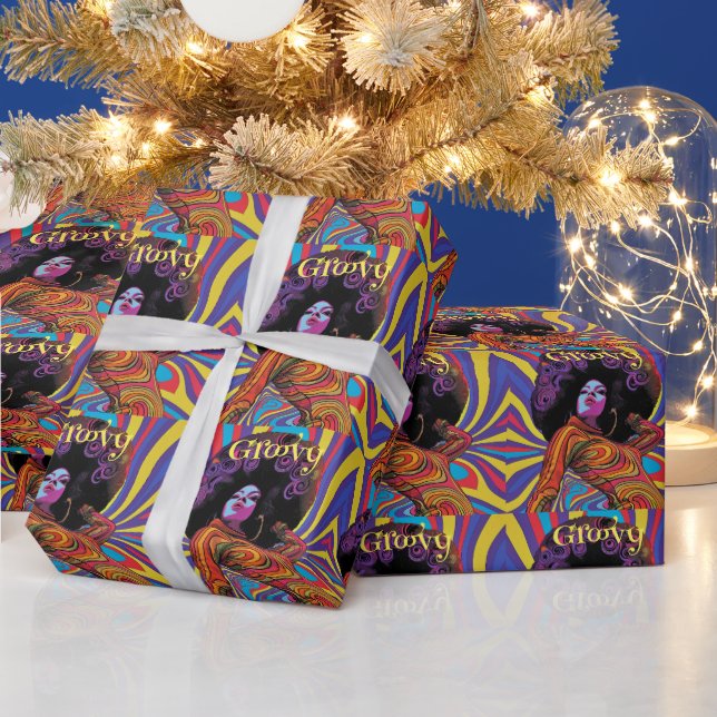 Grooviges Retro-Geschenkpapier Geschenkpapier (Feiertage)