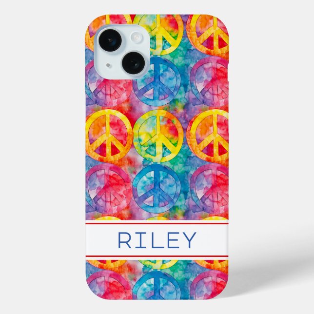 Grooviges Retro-Hippie-Friedenszeichen Personalisi Case-Mate iPhone Hülle (Rückseite)