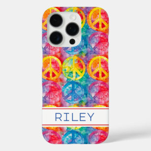 Grooviges Retro-Hippie-Friedenszeichen Personalisi iPhone 16 Pro Hülle