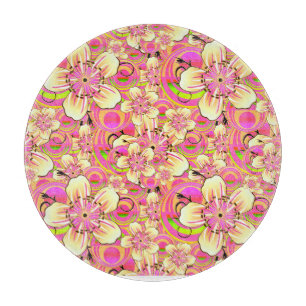 grooviges rosa Blumenmuster Schneidebrett