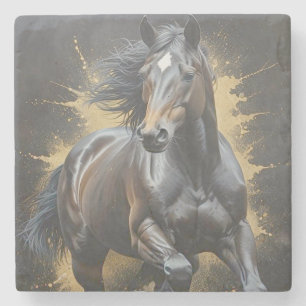 grooviges schwarzes Pferd Steinuntersetzer