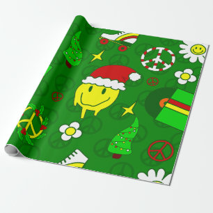 grooviges Weihnachten glückliches Gesicht Santa 19 Geschenkpapier