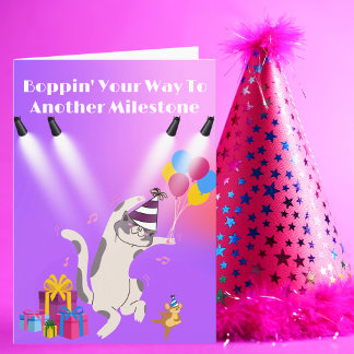 Groovin’ Cat Milestone Geburtstag Karte