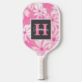 Groovitrosa Floralmonogramm und Name Personalisier Pickleball Schläger