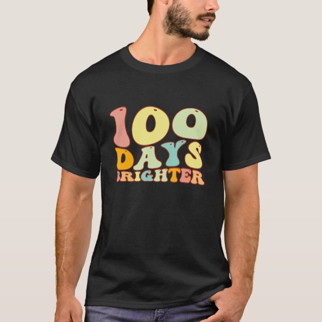 Groovy 100 Days Brighter Student 100th Day Of Scho T-Shirt (Vorderseite)