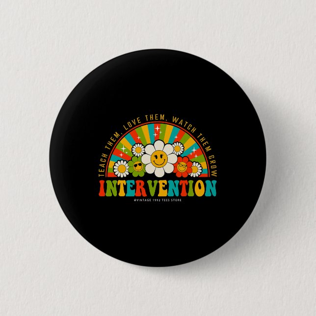Groovy 100 Days of School Lehrer Intervention qu Button (Vorderseite)