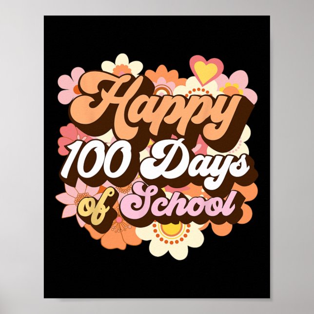 Groovy 100 Days of School Lehrer Kinder Retro Happ Poster (Vorne)
