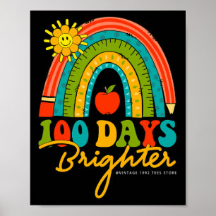 Groovy 100 Days of School Rainbow 100 Days Brighte Poster