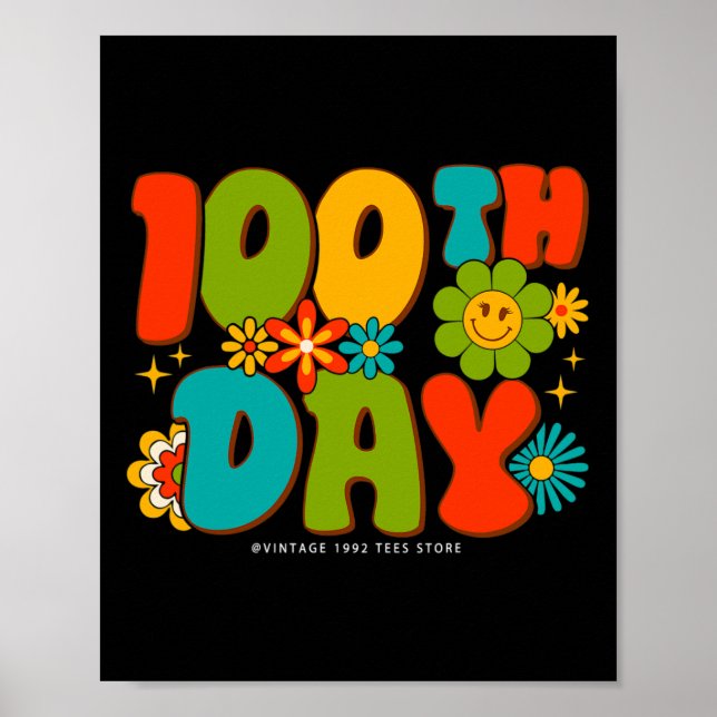 Groovy 100 Days of School Student Lehrer Kinder Hi Poster (Vorne)