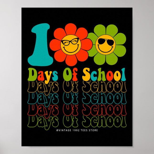 Groovy 100 Days of School Student Lehrer Kinder Hi Poster (Vorne)