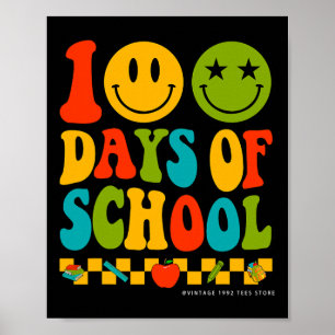 Groovy 100 Days of School Student Lehrer Kinder Hi Poster