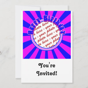 Groovy-1970er Retro-Geburtstagsrahmen für das Foto Einladung