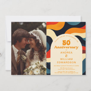 Groovy 1970s 50th Wedding Anniversary Foto Einladung