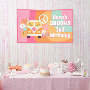 Groovy 1. Geburtstag Banner