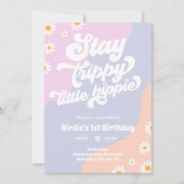 Groovy 1. Geburtstag Bleibe Trippy Little Hippie Einladung