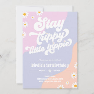 Groovy 1. Geburtstag Bleibe Trippy Little Hippie Einladung