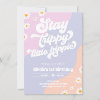 Groovy 1. Geburtstag Bleibe Trippy Little Hippie Einladung
