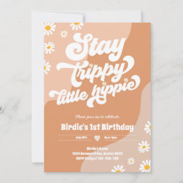 Groovy 1. Geburtstag Bleibe Trippy Little Hippie Einladung