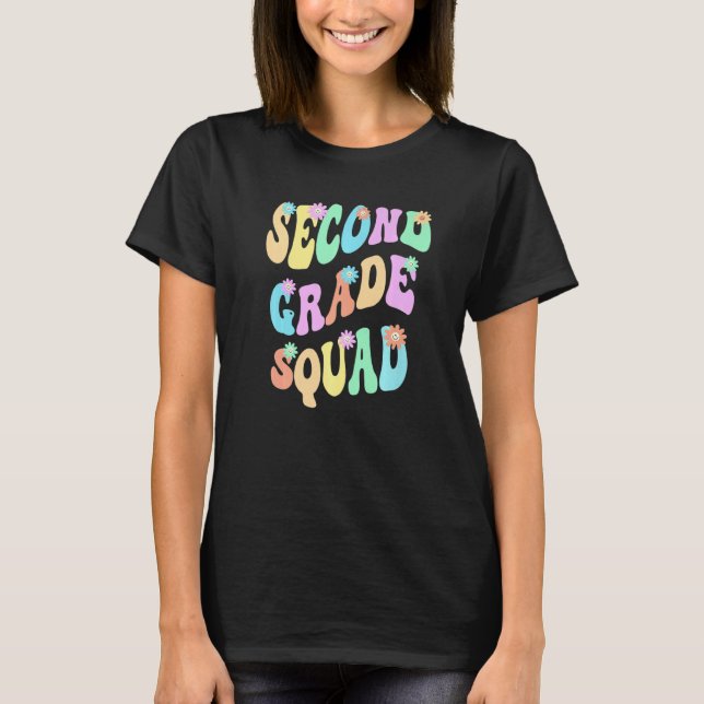 Groovy 2nd Grade Squad School Teacher Second Gr Re T-Shirt (Vorderseite)