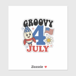 Groovy 4. Juli Raketen Patrioten Shirt Design_1 Aufkleber