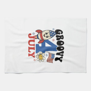 Groovy 4. Juli Raketen Patrioten Shirt Design_1 Geschirrtuch