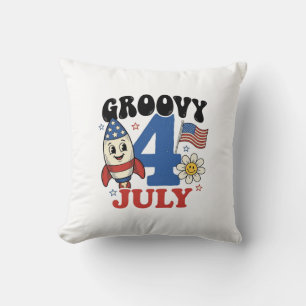 Groovy 4. Juli Raketen Patrioten Shirt Design_1 Kissen
