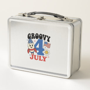 Groovy 4. Juli Raketen Patrioten Shirt Design_1 Metall Brotdose