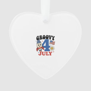 Groovy 4. Juli Raketen Patrioten Shirt Design_1 Ornament