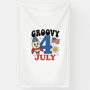 Groovy 4. Juli Raketen-Patriotisches-Shirt-Design_ Banner