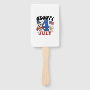 Groovy 4. Juli Raketen-Patriotisches-Shirt-Design_ Fächer
