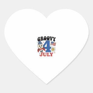Groovy 4. Juli Raketen-Patriotisches-Shirt-Design_ Herz-Aufkleber