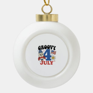 Groovy 4. Juli Raketen-Patriotisches-Shirt-Design_ Keramik Kugel-Ornament