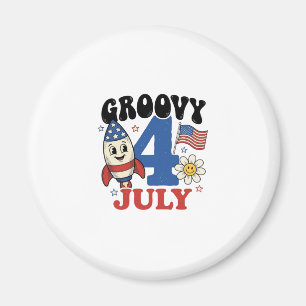 Groovy 4. Juli Raketen-Patriotisches-Shirt-Design_ Magnet