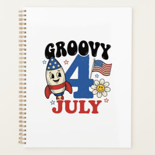 Groovy 4. Juli Raketen-Patriotisches-Shirt-Design_ Planer