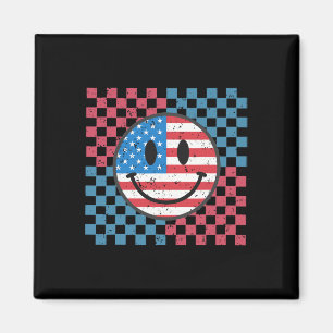 Groovy 4. Juli Smiley Gesicht USA-Flagge Freiheit  Magnet