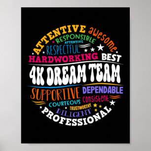 Groovy 4k Dream Team Kindergarten Kinder E Poster